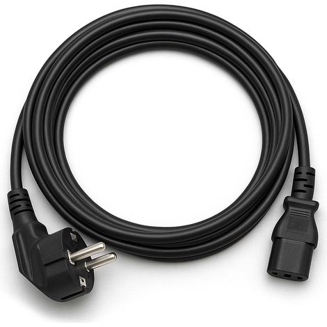 Wiltec Cable de alimentación H03VV-F 3.0 x 0,75mm² 4 m de longitud cable de red para enchufe IEC con contacto de puesta a tierra acodado apto para PC, monitor, proyector y consola, para interiores (1/5)