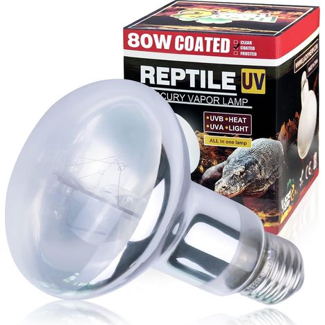 Lampe chauffante UVA UVB pour terrarium, E27, reptiles, UVB, 80 W, D3, spot chauffant UV pour tortue, dragon barbu, lézard, gecko (1/5)