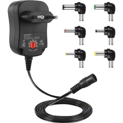 12W Adaptateur Alimentation Universelle 3V 4,5V 5V 6V 7,5V 9V et 12V, Chargeur Secteur Transformateur DC 220V pour VTech Kidimagic Starlight Kidi LightShow Party Sorio 1 2 3S 3 MobiGo Genius (1/5)