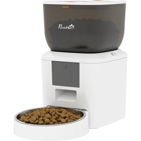 PawHut Distributore Automatico per Gatti 4L, WiFi 2.4G, App Controllo, Bianco (1/5)