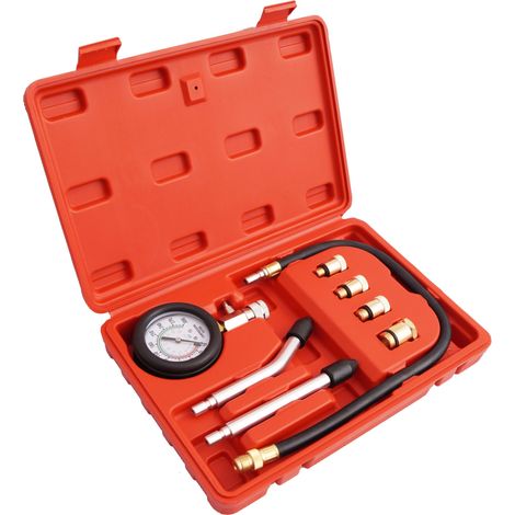 Comprobador de compresión GASOLINA profesional para motores de gasolina para automóviles y motocicletas Medidores de compresión para motor Universal, 8 piezas