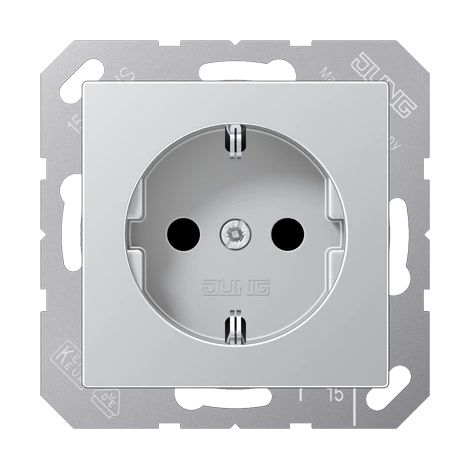 Jung Enchufe SCHUKO®, 16 A 250 V , SAFETY+, duroplástico lacado, serie A, aluminio A 1520 KI AL