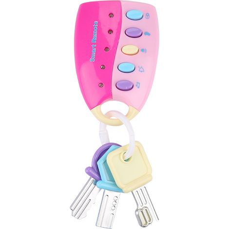 Télécommande jouet clé de voiture avec lumière et musique, jouet éducatif précoce pour enfants, rose (1/5)