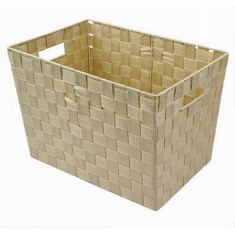 Cleafe - Porta Oggetti Cesto In Tessuto Intrecciato 38x26x25 Cm Con Maniglie Beige 79039 - (1/2)
