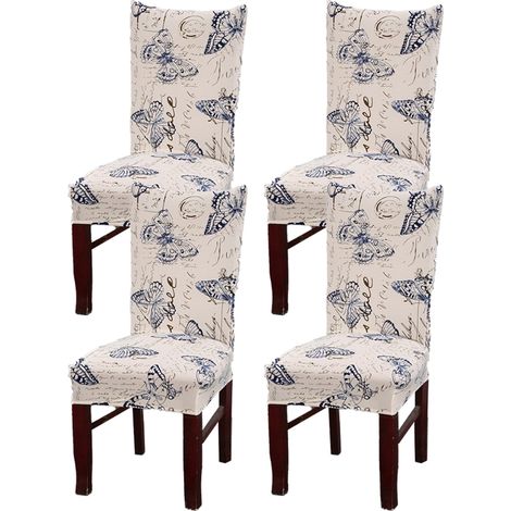 Lot de 4 housses élastiques pour chaises de salle à manger, housses de tabouret modernes et simples, style 3 (1/5)