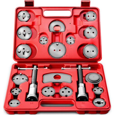 Tresko – Coffret repousse piston de freins 22 pièces – 17 plaques adaptatrices – Outils de filetage droit et gauche – Compatible avec de nombreux véhicules