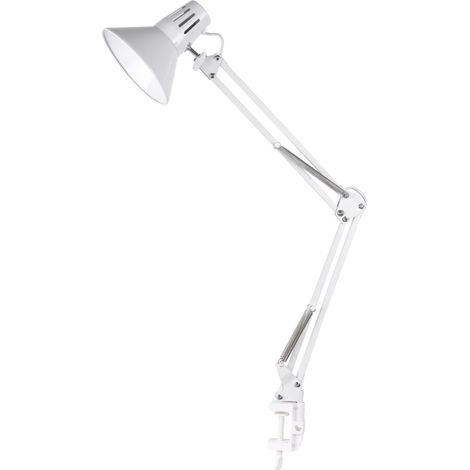 Lampe bureau pince blanche bras articulé E27 10W Polux