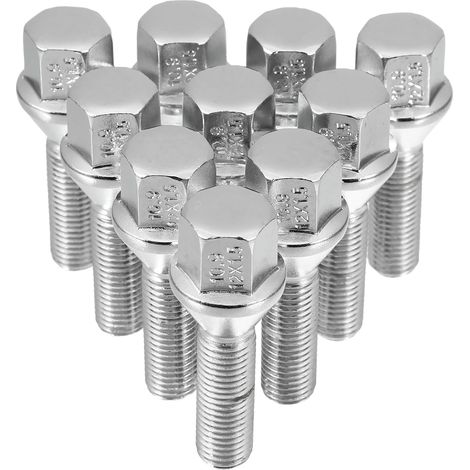 Boulons De Roue M12 X 1.5 pour Jantes Alliage Acier M12 X 1.5, Double Tête Hexagonale, Tige Filetée 35mm, Réception Filetée 13mm, Taille Totale 63x17mm, Forme Cône (1/5)
