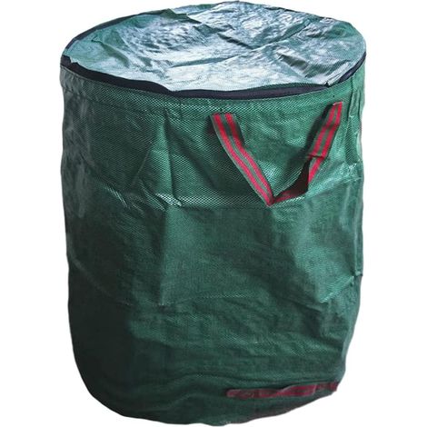 Sac À Déchets De Jardin - 272 L - Avec Couvercle À Fermeture Éclair Double - En Polypropylène - Vert (1/5)