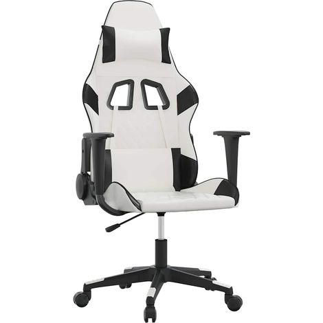 Silla gaming cuero sintético blanco y negro vidaXL (1/5)