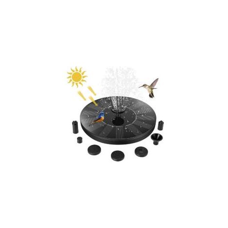 Solarbetriebener Gartenbrunnen für den Außenbereich – Pumpe mit 7 austauschbaren Düsen – ABS-Verbundmaterial – Für Teiche und Vogeltränken (1/5)