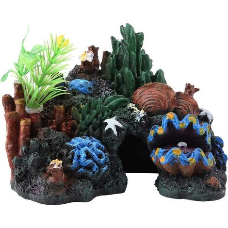 Aquarium Décoration Figurine Paysage Résine Cave Décor Aquatique Miniatures Objets D'ornement Plantes Artificielle Ornement pour Réservoir De Poissons (1/5)