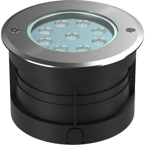 Mini Sigma 9, spot encastré au sol LED, 3000 K, 3-17 W, IP65, acier inoxydable 304, finition gris brossé - Beneito & Faure