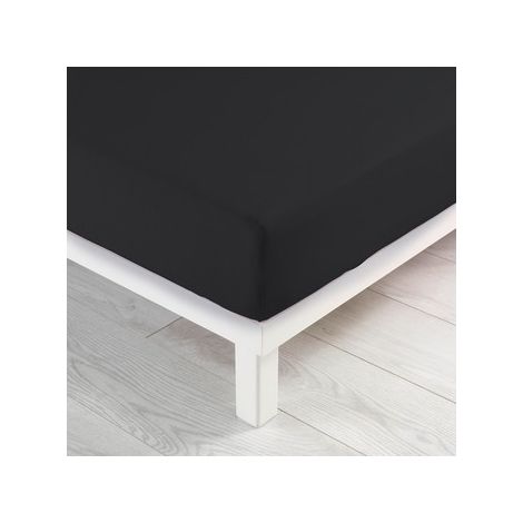 Drap housse uni - 160 x 200 cm - Jersy - Noir - Livraison gratuite (1/3)