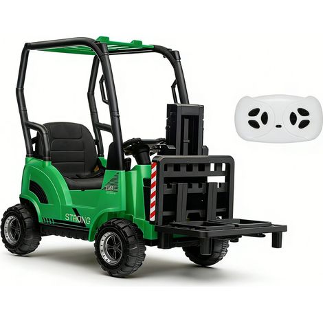 Chariot Élévateur Électrique 12V pour Enfants avec Tente, Fourche Réglable, Palette et Télécommande (1/5)