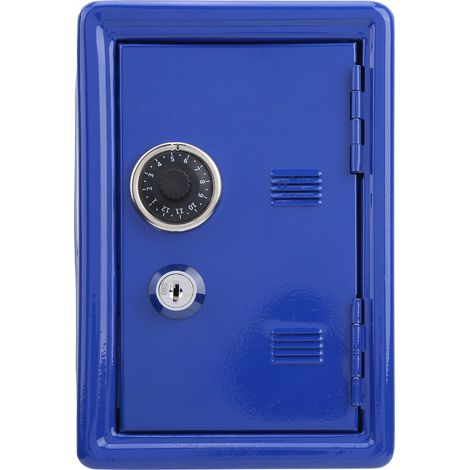 Coffre-fort et coffre-fort pour enfants, mini tirelire pour enfants coffre-fort pour la maison, petite caisse en métal avec serrure(Bleu) (1/5)
