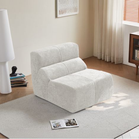 Sillón individual 94x110x79 cm blanco en terciopelo con espuma de alta densidad (1/5)