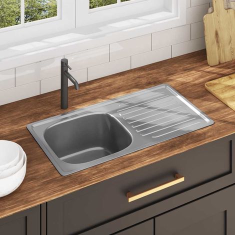 Chic Évier, Evier 1 bac,Lavabo de Cuisine avec crépine et piège Acier inoxydable -99548 (1/5)