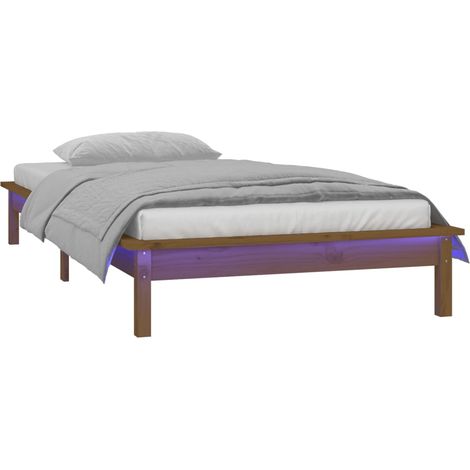 Giroletto con LED senza Materasso Ambra 90x200cm Legno Massello vidaXL (1/4)