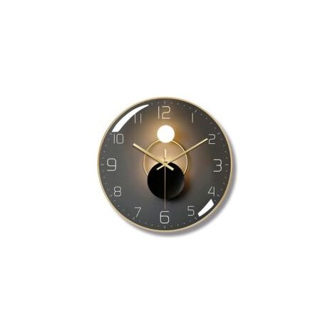 Orologio da parete moderno e silenzioso, rotondo, digitale al quarzo, diametro 30 cm (nero) - Crezuo