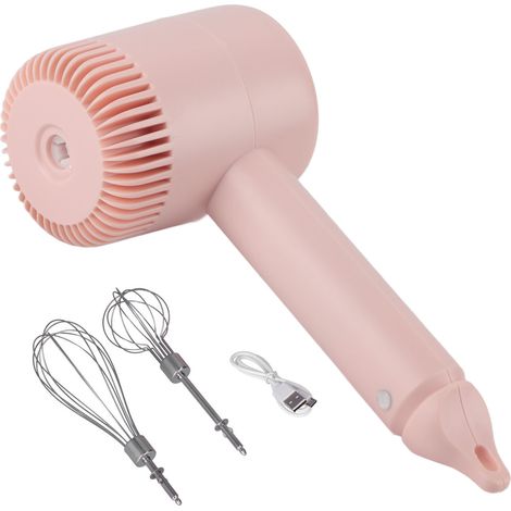 Batteur électrique à main, longue durée, moteur puissant, bâtonnet à œufs amovible, rose, sans fil, 2 bâtonnets (1/5)