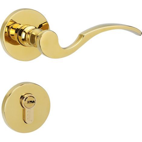 Door handle set, key shape, door thickness 35-55mm, polished antique brass, bedroom door vintage rose trim door hardware, colored knobs