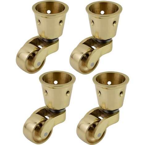 Ruedas De Latón Macizo De Alta Calidad MINKUROW Con Ruedas De 22 Mm - Latón Vintage Pulido Macizo Genuino - Tipo De Copa Antigua - Juego De 4 (1/5)