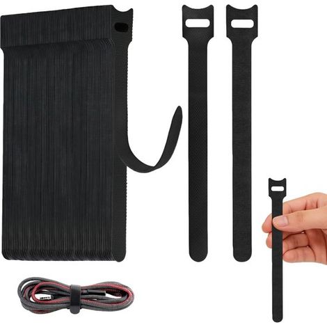 Schwarze Kabelbinder – wiederverwendbare, selbstklebende Befestigungselemente – 150 mm x 12 mm – 100 Stück (1/5)