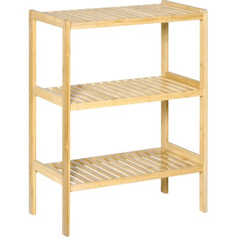 Scaffale da bagno a 3 livelli in bambù 62 x 33 x 80 cm (1/5)