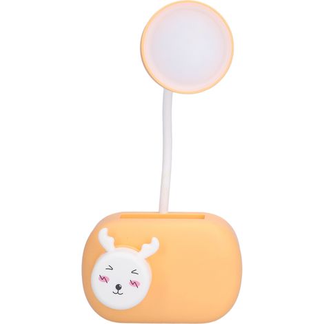 Lampe de bureau multifonctionnelle LED motif cerf avec taille-crayon intégré et câble USB, idéale pour le bureau, la chambre ou la salle d'étude (orange). (1/5)