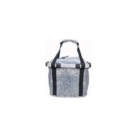 Panier de vélo pliable amovible en toile pour guidon, pique-nique, shopping, animaux, lettres grises – (1/4)