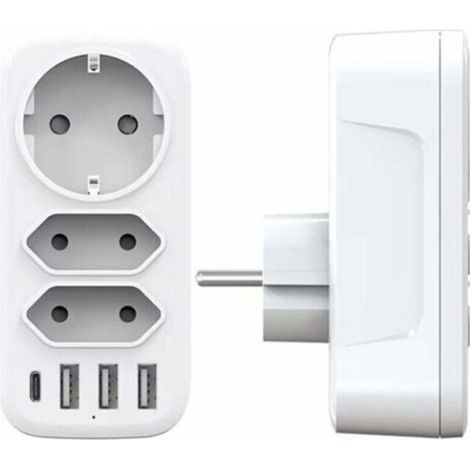 3-fach AC-Steckdosenleiste mit 3 USB-Anschlüssen (3A) – Intelligentes Ladegerät, 4000W – Kompaktes Design für Zuhause und Büro – Gleichzeitiges Laden von 6 Geräten (1/5)