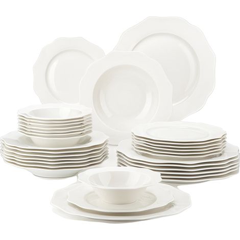 Service de vaisselle, ensemble complet de 32 pièces, design élégant, 32-PIÈCES