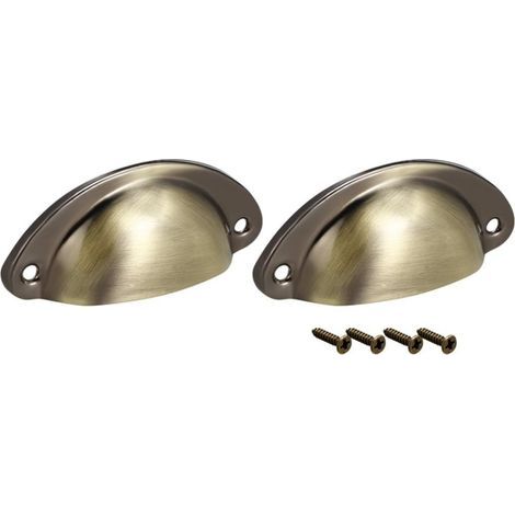 Ensemble de 10 poignées vintage en coquillage, poignées de tiroir demi-cercle métal, poignées de porte d'armoire, boutons de meuble (1/5)