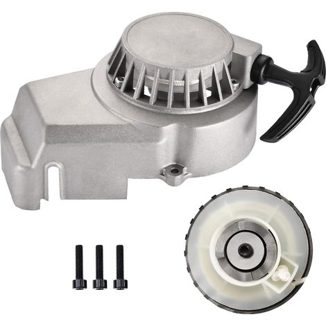 Avviamento a strappo grigio con pulsante di avviamento a strappo per scooter tascabile ATV a 2 tempi da 49 cc e 47 cc, ricambio per moto, ATV, UTV, quad, pit bike, go-kart (1/5)