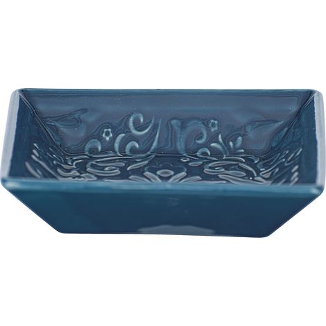 Wenko Scaffale Sapone Cordoba Blu Rigida, Ceramica, blu scuro, 10.5 x 10.5 x 2.5 cm (1/5)
