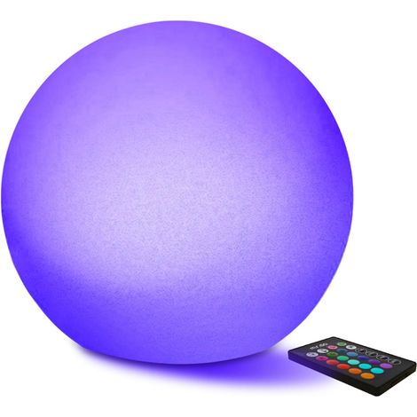 12" Imperméable Lumineux LED Boule Lampe Changeante Couleur Lampe d'ambiance, Rechargeable Veilleuse Jardin Orbe Lumineux avec Télécommande, 16 Couleurs Réglable pour Intérieur Extérieur Décor (1/5)