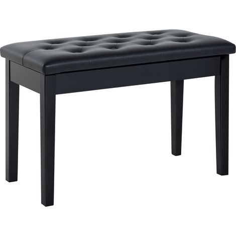 Black PU Leather Piano Stool and Makeup Bench with Storage,76x36x50cm,Stylish Dressing Table Seat