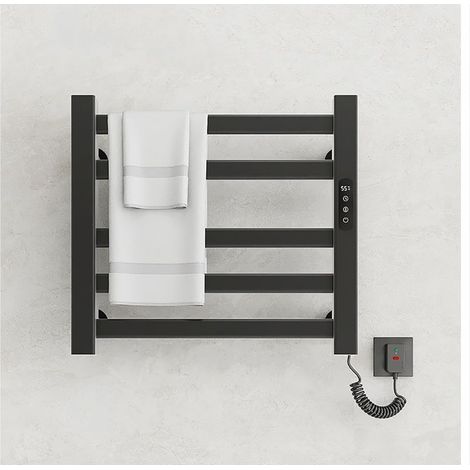 Largeight – Sèche-serviettes électrique avec affichage numérique – Température réglable 30-70°C – Protection IPX5 – Installation facile - R308-noir (1/5)