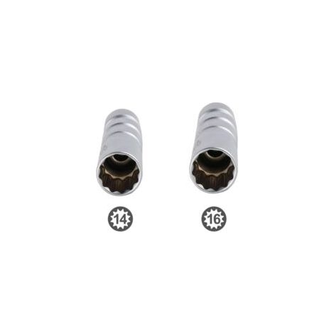 2 llaves de vaso magnéticas giratorias para bujías de 14 mm/16 mm, llave de bujías de coche de doce puntas de 3/8" con diseño giratorio (material CR-V) - Crezuo