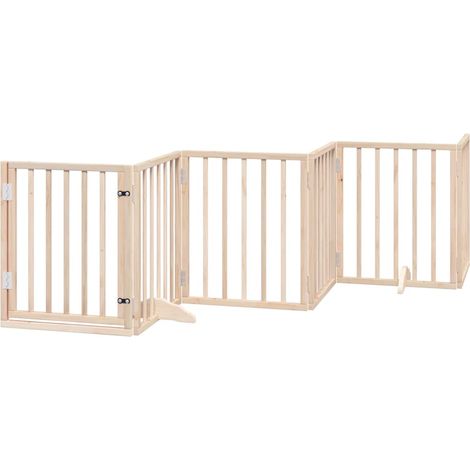 Cancelletto di sicurezza per cani con porta pieghevole 9 pannelli in legno di pioppo marrone 020023339