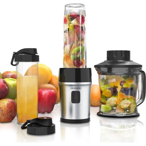 Arendo Standmixer 700 W, Edelstahl Mixer & Zerkleinerer 1,2L 2IN1 inkl. 2x Mixbehälter je 0,57L (1/5)
