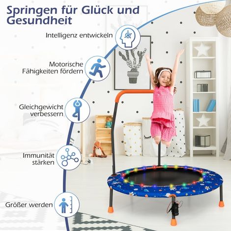 Mini-Trampolin für Kinder mit LED-Beleuchtung und abnehmbarem Griff