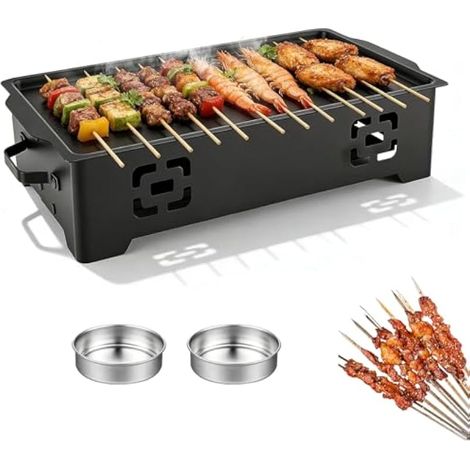 Plaque Chauffante pour BBQ, Barbecue au Charbon de Bois Portable en Acier Inoxydable Plaque de Maintien au Chaud pour Grillade 3 Modes de Chauffe (Bougies Chauffe-Plat Non Incluses) (1/5)