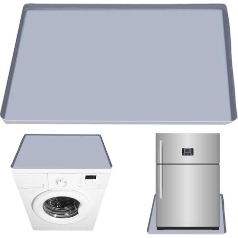 Tapis de réfrigérateur, avec bord surélevé, 60 x 60 cm, en silicone, bac d'égouttement, protection du sol, pour réfrigérateur, machine à laver, sèche-linge, armoire à vin (gris) (1/5)