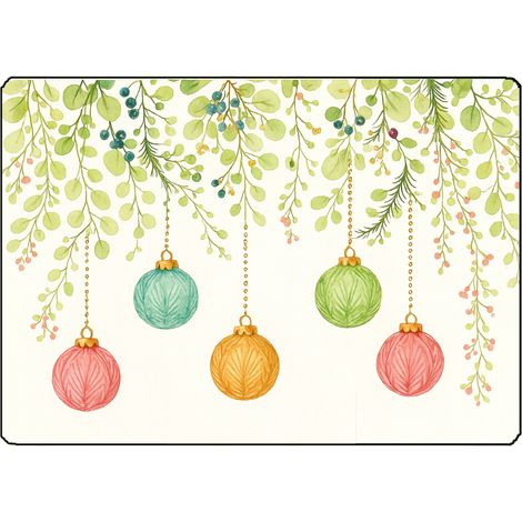 Planche à découper boules de Noël aquarelle 28,5 x 20 cm (1/2)
