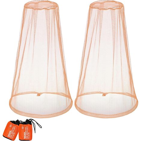 2 Masque Anti Tête de Moustique Filet Anti-Insectes pour Visage avec 2 Sac de Transport pour Randonnée en Plein Air Camping Prévention Insectes Volants(Kaki)