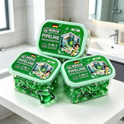 150 piècesCapsules de gel désodorisantes pour canalisations, puissant nettoyant anti-odeurs et anti-insectes, billes hydrosolubles pour la désodorisation des canalisations domestiques