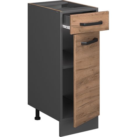 Mobiletto base per cucina R-Line, Quercia dorata, 30 cm senza piano di lavoro, Vicco