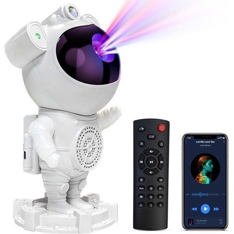 (Blanc)Veilleuse projecteur Astronaute LED - Ciel Etoile Galaxie Nébuleuse - KINGCENTON - Haut-parleur Bluetooth - télécommande -Blanc (1/4)